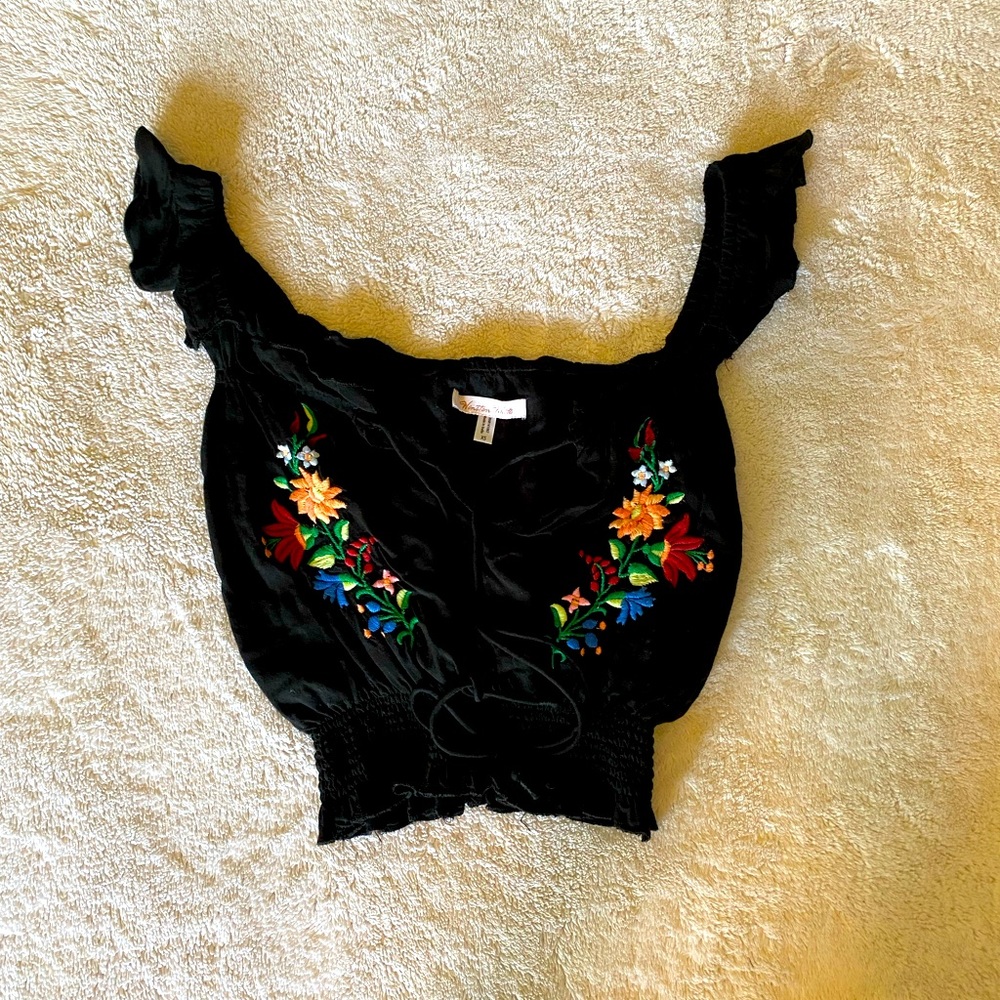 Embroidered crop top